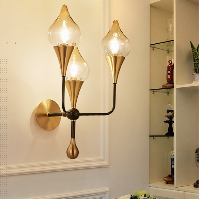 💡 Дизайнерское бра со стеклянными плафонами FLAME W купить 💡 в Москве с доставкой, цена в Theretro