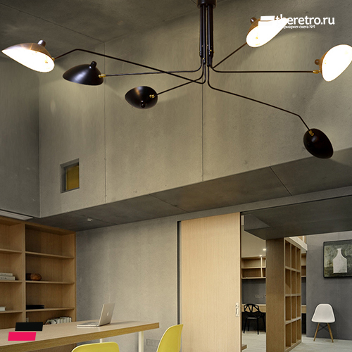 Serge Mouille 3 Arm Ceiling фото 9