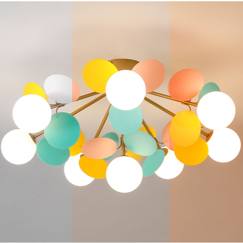Потолочная люстра в современном стиле с шарообразными матовыми плафонами и декором в виде цветных дисков MATISSE C фото 18