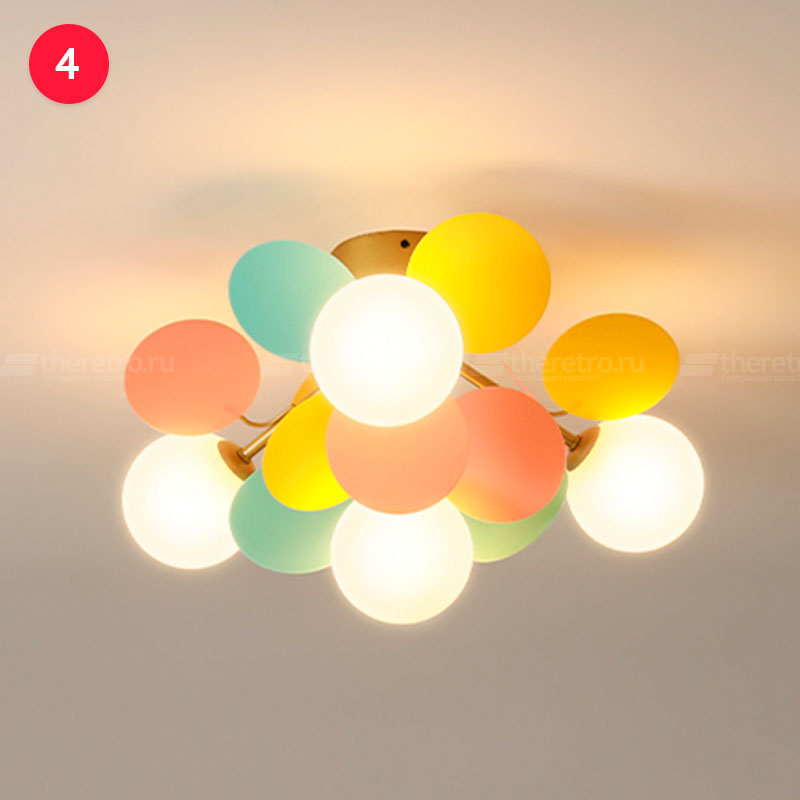 Потолочная люстра в современном стиле с шарообразными матовыми плафонами и декором в виде цветных дисков MATISSE C фото 3