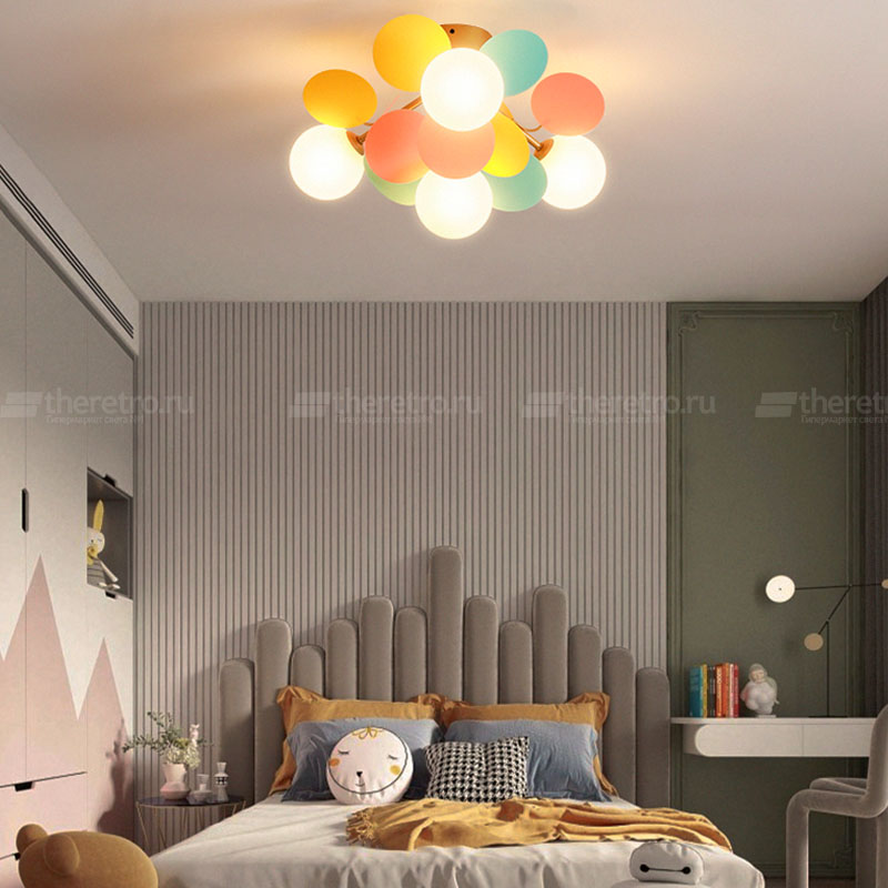 Потолочная люстра в современном стиле с шарообразными матовыми плафонами и декором в виде цветных дисков MATISSE C фото 13