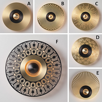 Дизайнерский настенный светильник в виде металлического диска PLANCHET АлюминийA  фото 1